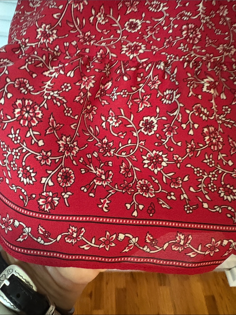 Max Studio Red Floral Wrap-Style Mini Dress Size Medium-Large - Picture 9 of 12